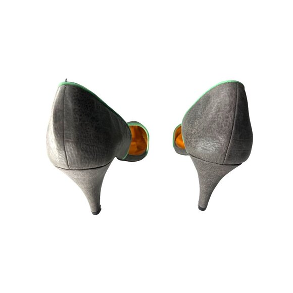 GoMax Carabelle Gray Green Outline Pump Pointed Toe Heels Size 7.5 - Picture 6 of 10